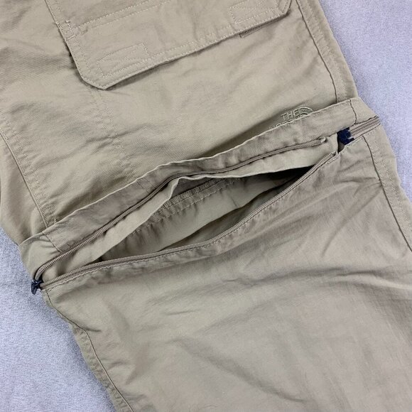 North Face Men Convertible Pants Large Beige Cargo Shorts Belted 100% Nylon 32" - Picture 13 of 16